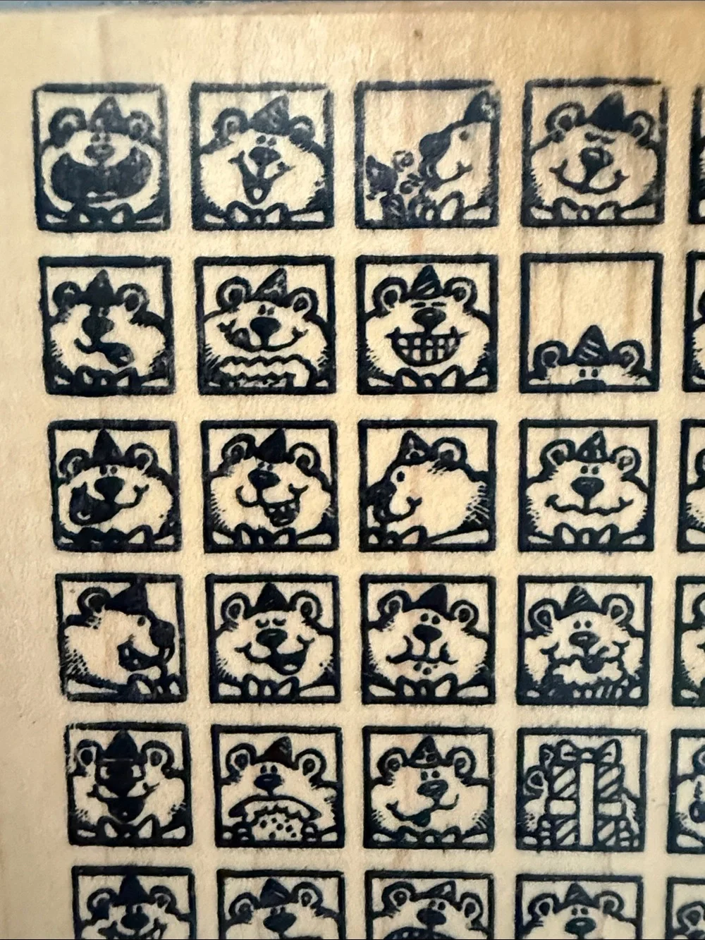 Giant Natural Wood Rubber Stamp  63 Emotions Feelings Mood Chart